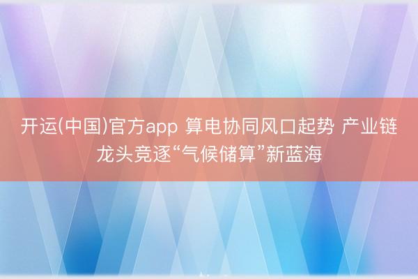 开运(中国)官方app 算电协同风口起势 产业链龙头竞逐“气候储算”新蓝海