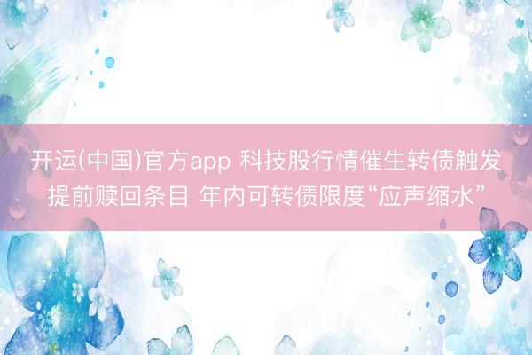 开运(中国)官方app 科技股行情催生转债触发提前赎回条目 年内可转债限度“应声缩水”