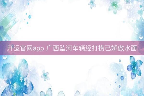 开运官网app 广西坠河车辆经打捞已娇傲水面