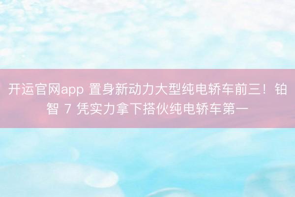 开运官网app 置身新动力大型纯电轿车前三!铂智 7 凭实力拿下搭伙纯电轿车第一